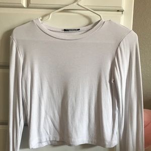 ZARA White Cropped Long Sleeve Top